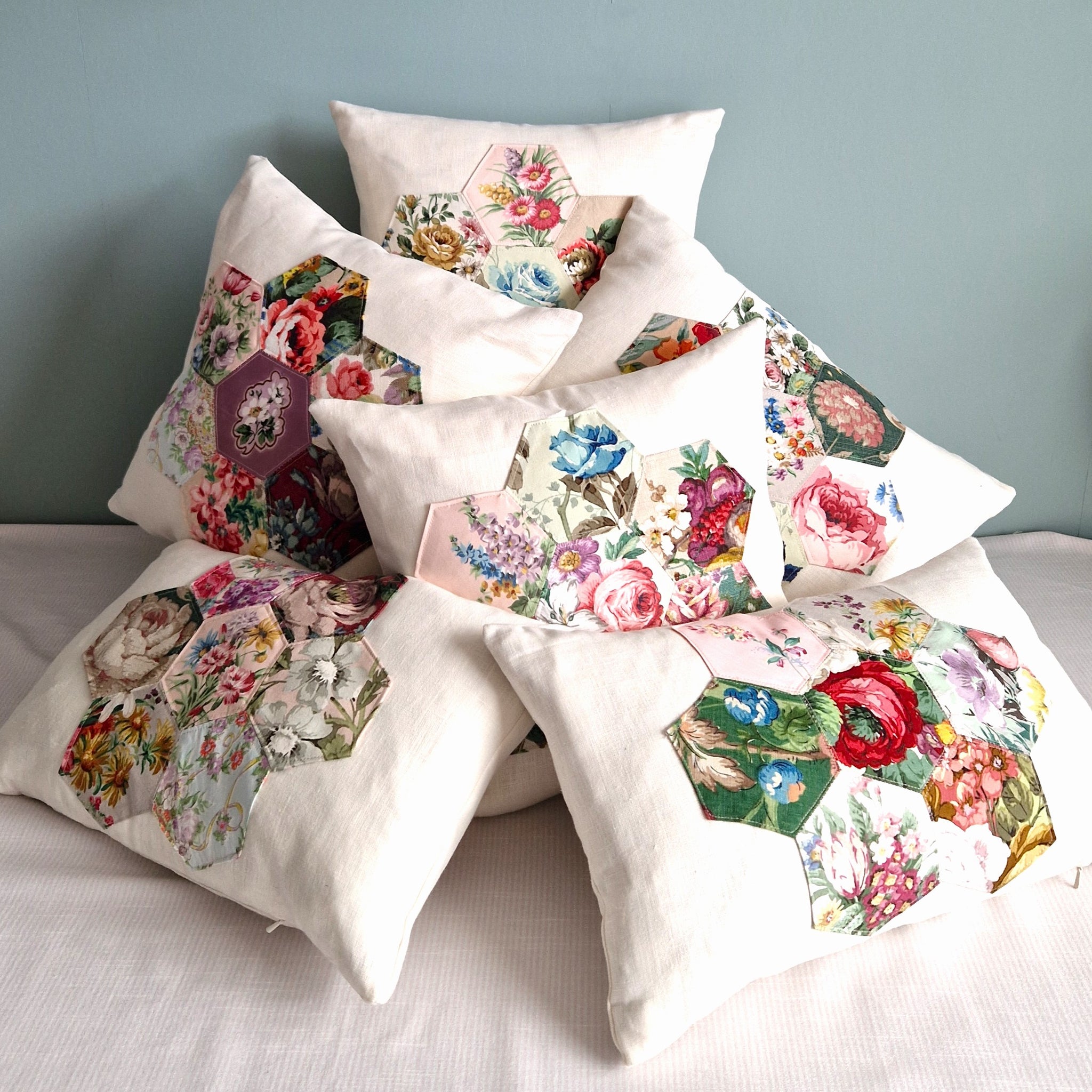Irish linen patchwork cushions by Phillips And Cheers