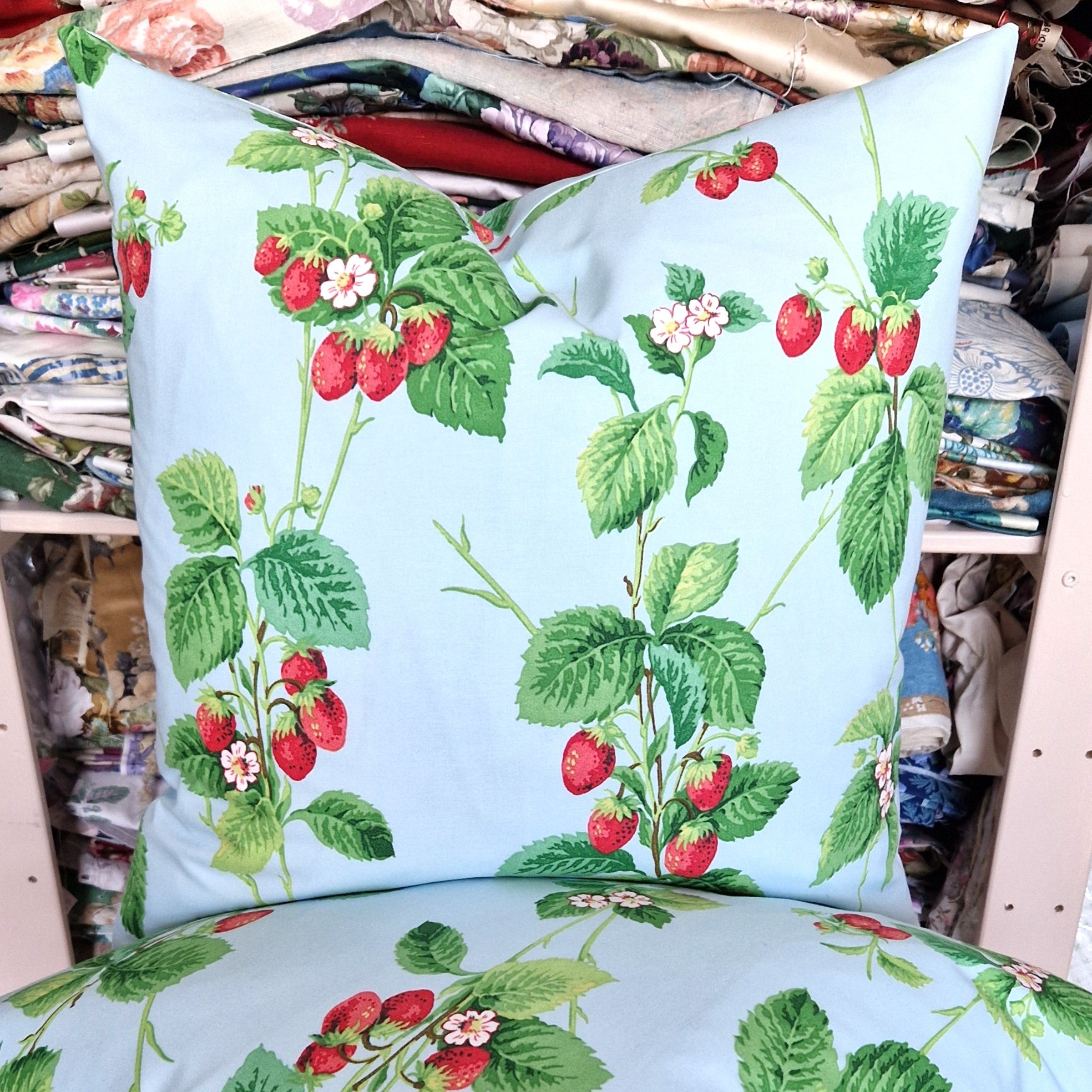 Cushion Cover In Sanderson Summer Strawberry