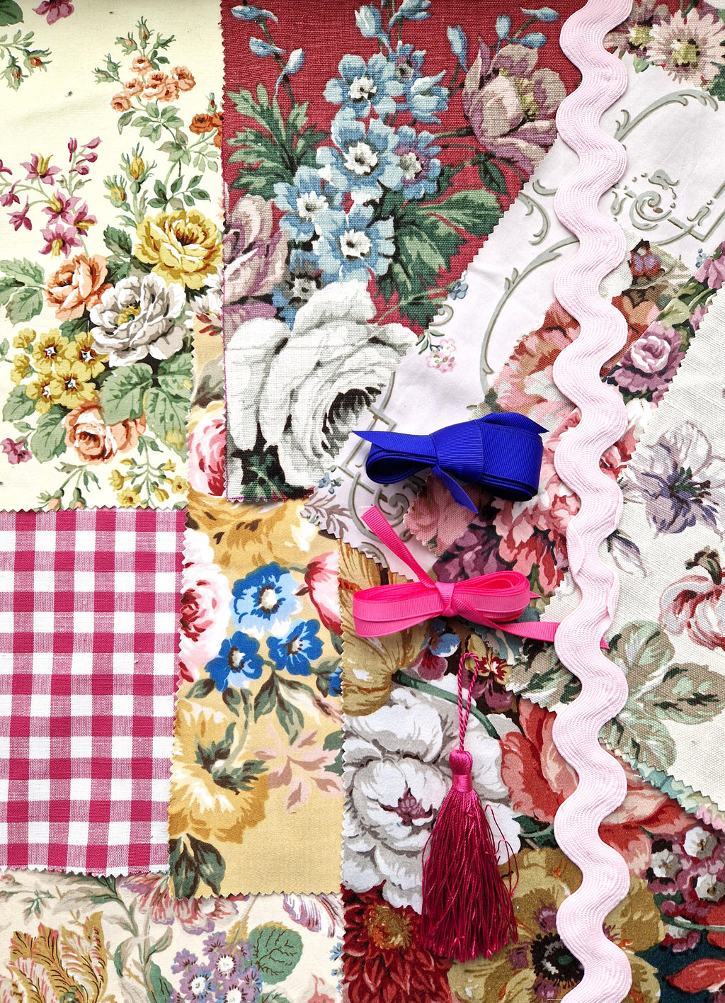Vintage Floral Fabric Craft Bundle Box - C -
