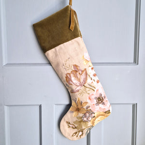 Vintage Floral Fabric Christmas Stocking - Pistachio Sanderson Fabric