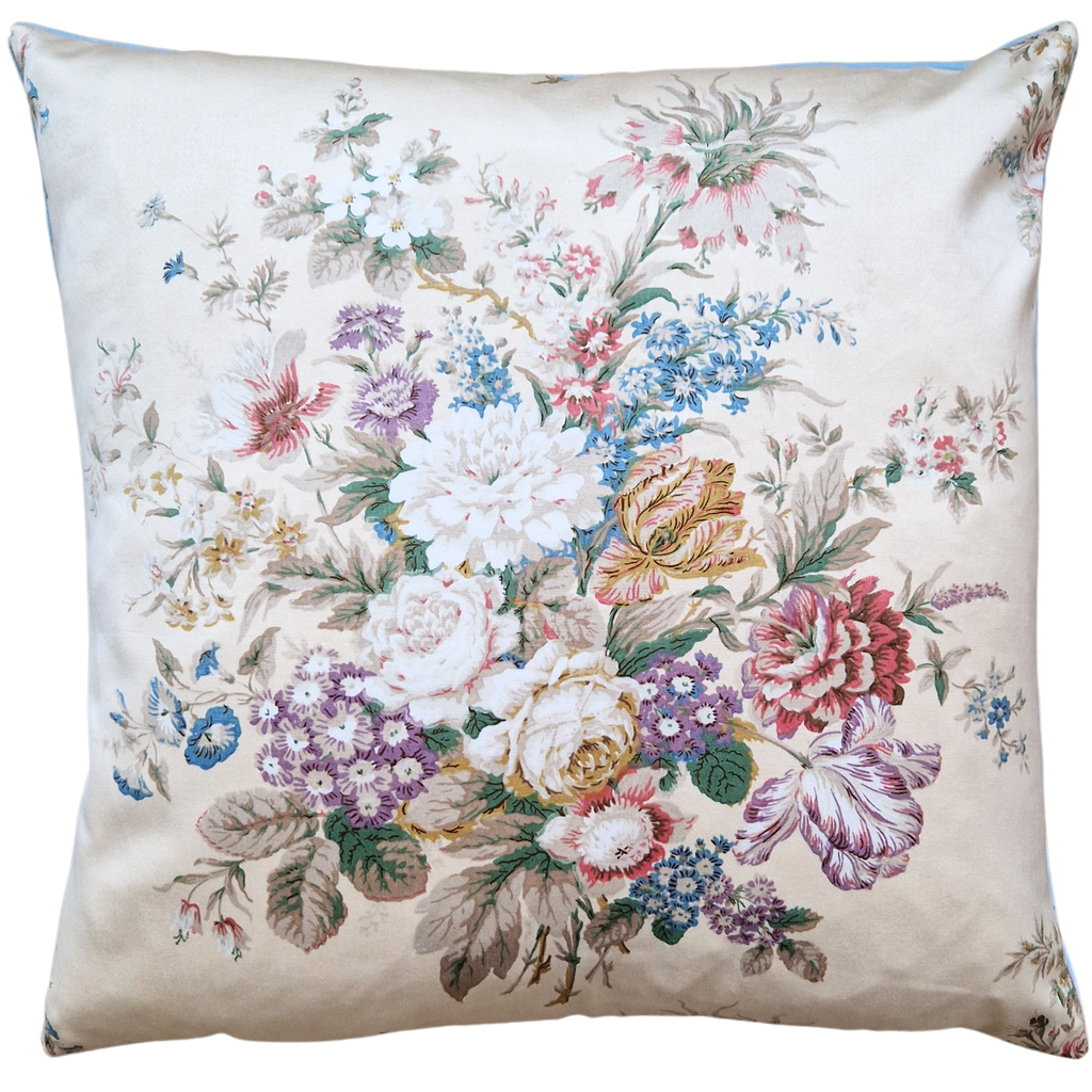 Vintage Floral Cushion In Cream Sanderson Floral Sateen