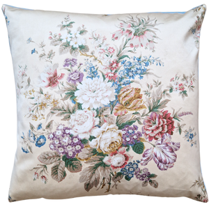 Vintage Floral Cushion In Cream Sanderson Floral Sateen