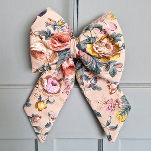 Large Fabric Bow -  Vintage Cream Rambling Rose