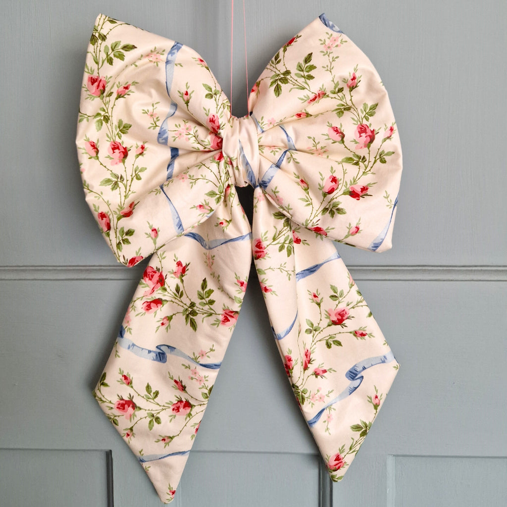 Large Fabric Bow -  Jean Monro 'Cheltenham' Ribbon Rose Glazed Chintz