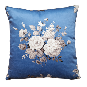 Vintage Floral Fabric Cushion Cover In Blue And Beige Florals By Grafton 18 inch