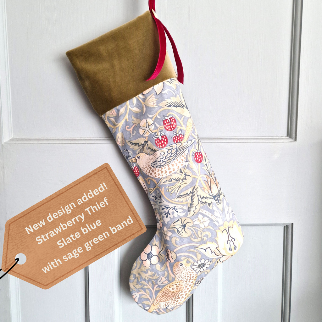 William Morris Christmas Stocking  - Strawberry Thief Slate