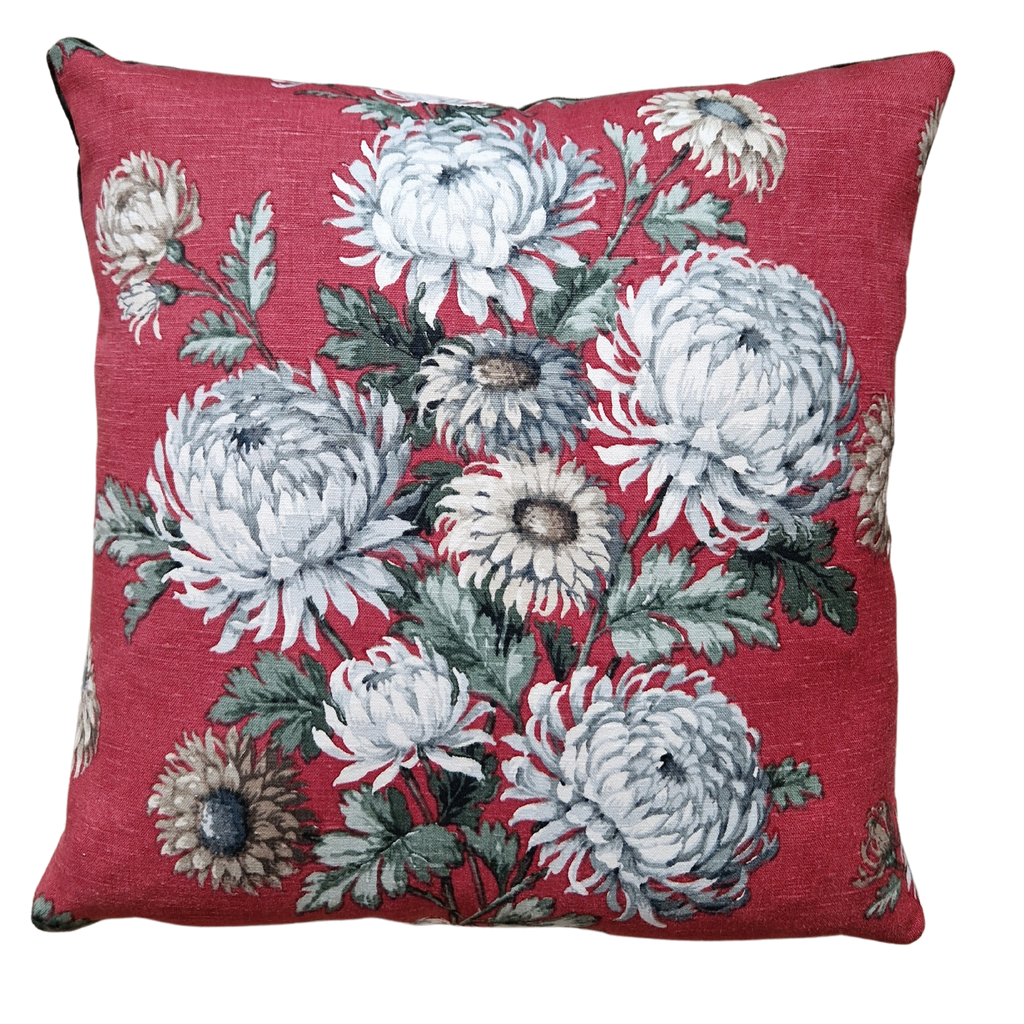 Vintage Floral Fabric Cushion Cover In Sanderson Dahlia Print 18 inch