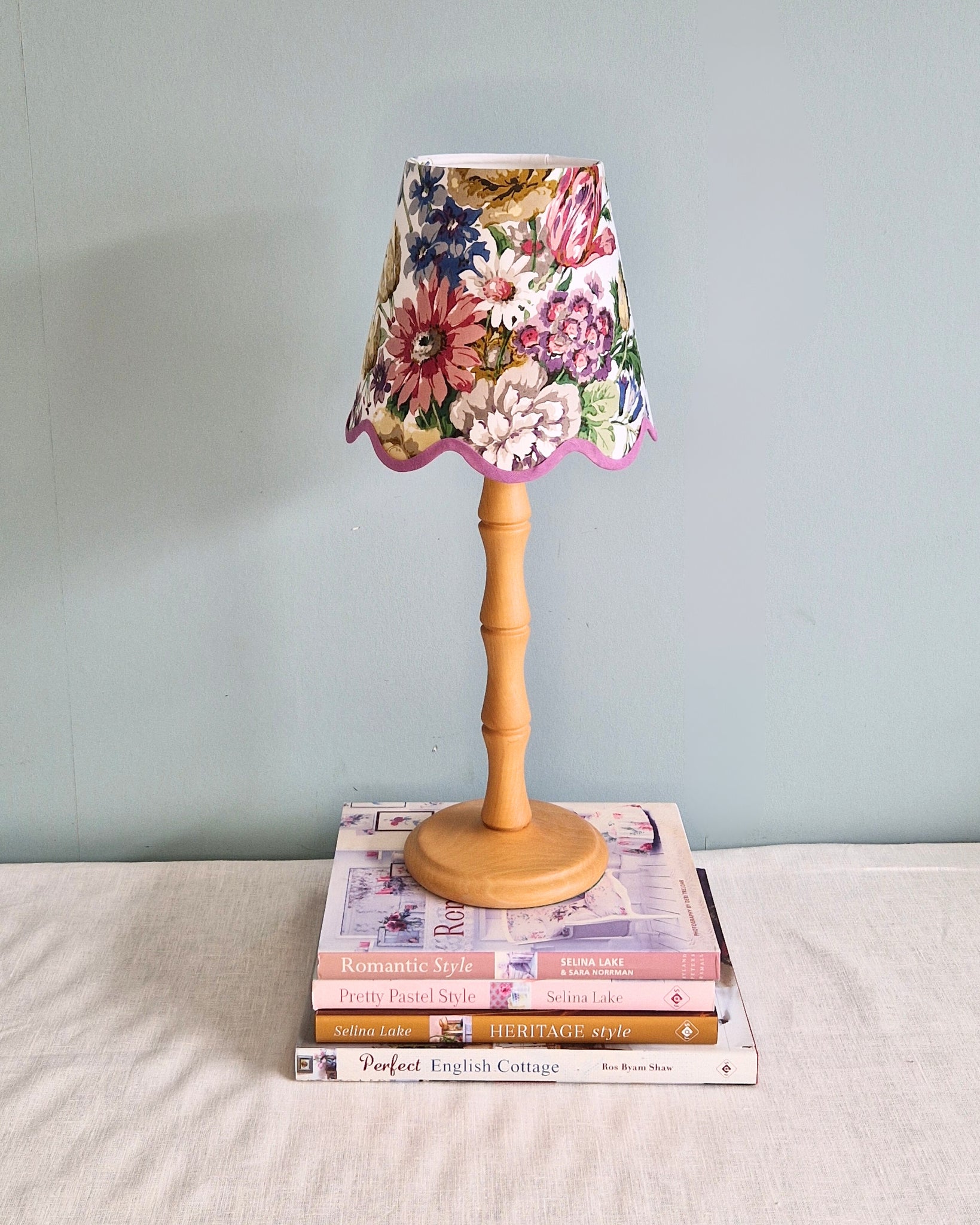 Scalloped Shade In Vintage Sanderson Colourful Lightweight Floral Sateen