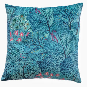 Liberty London Cushion In Blue Velvet Nesfield 'Ray' Design