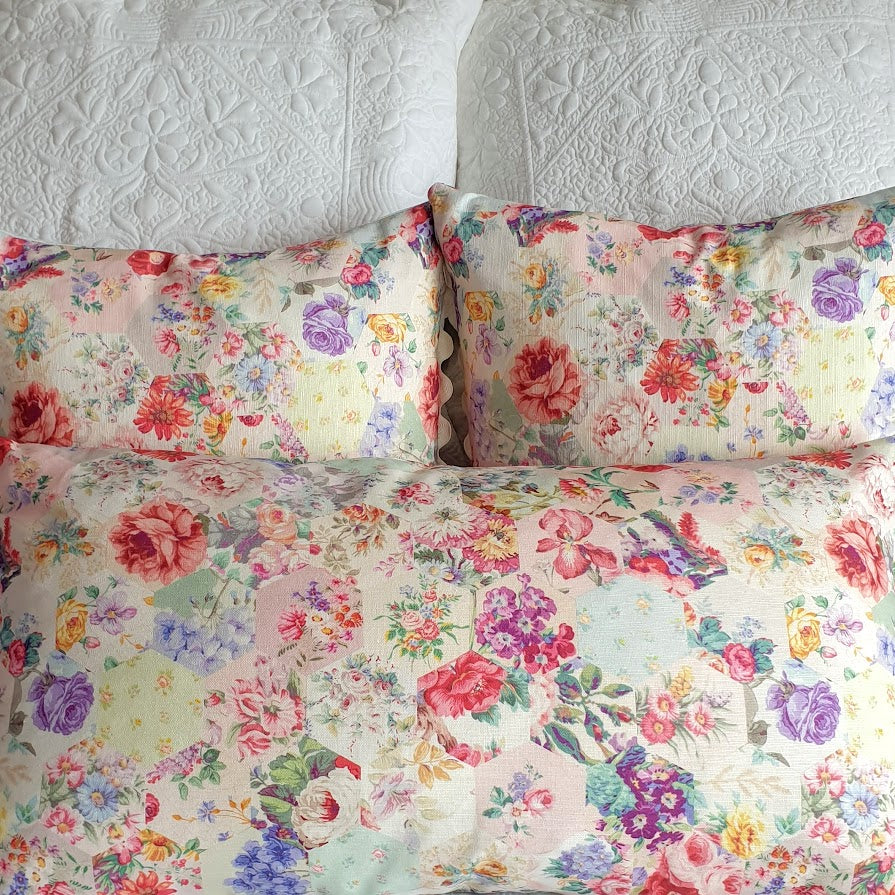 Patchwork Garden Vintage Style Floral Bolster cushion cover