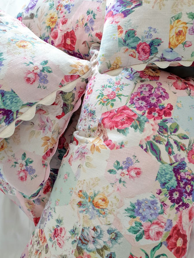 Patchwork Garden Vintage Style Floral Bolster cushion cover